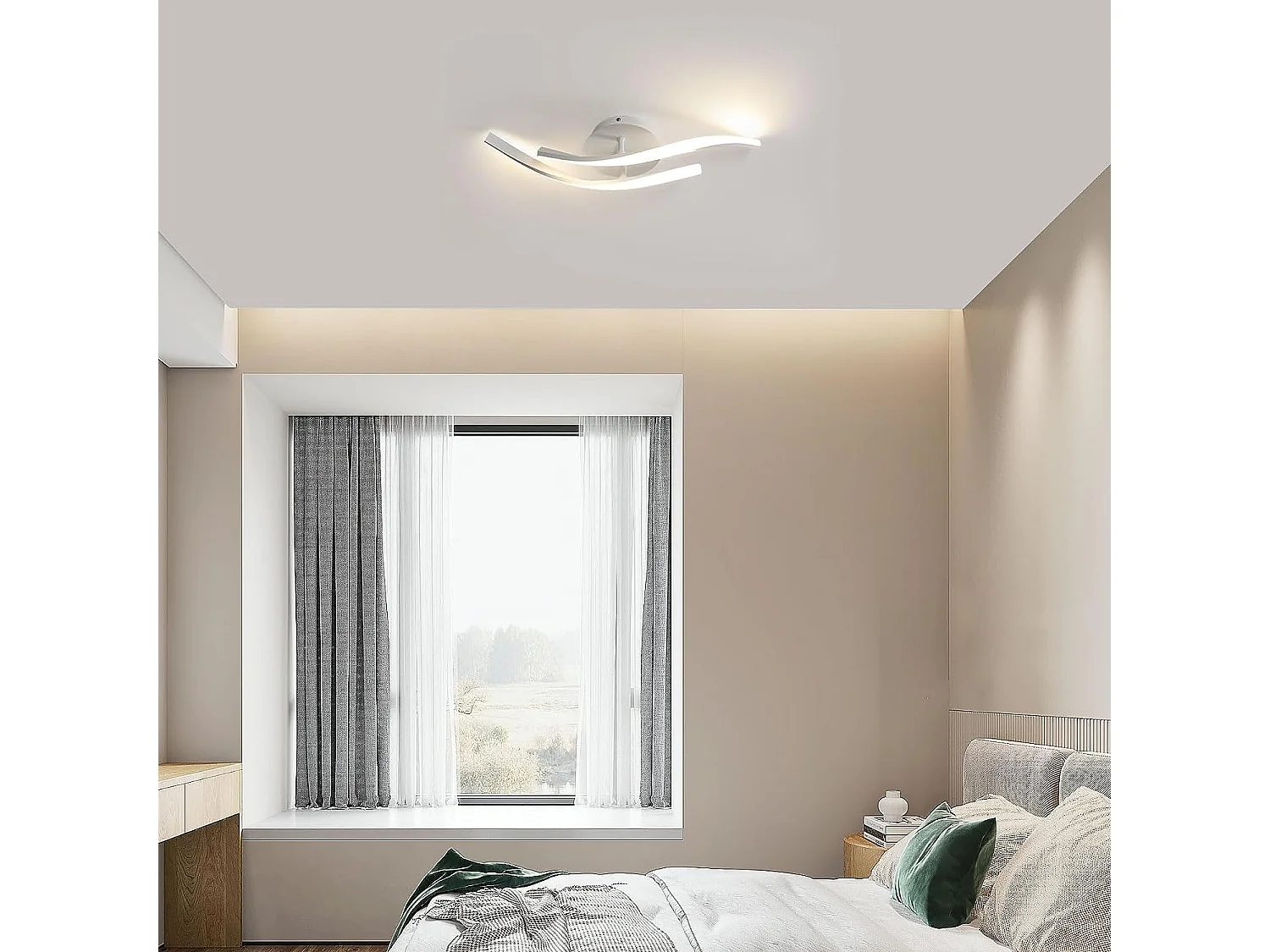 Plafonnier led 18w design moderne, 52*14*10Cm, blanc chaud 3000k forme de ligne