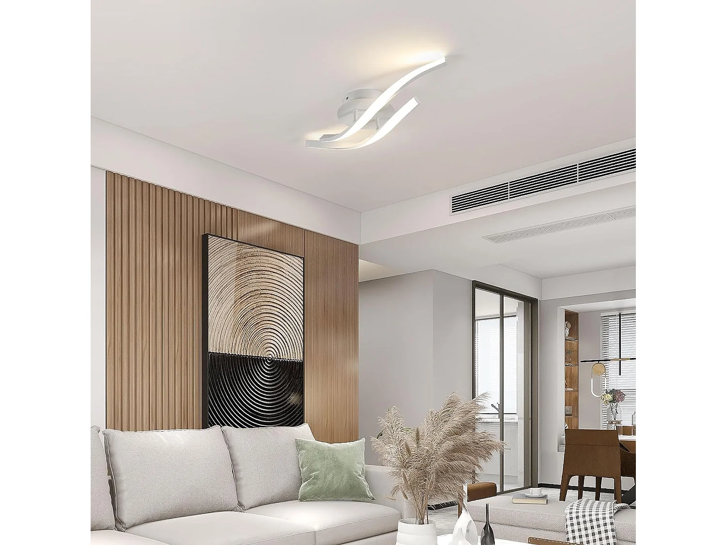 Plafonnier led 18w design moderne, 52*14*10Cm, blanc chaud 3000k forme de ligne