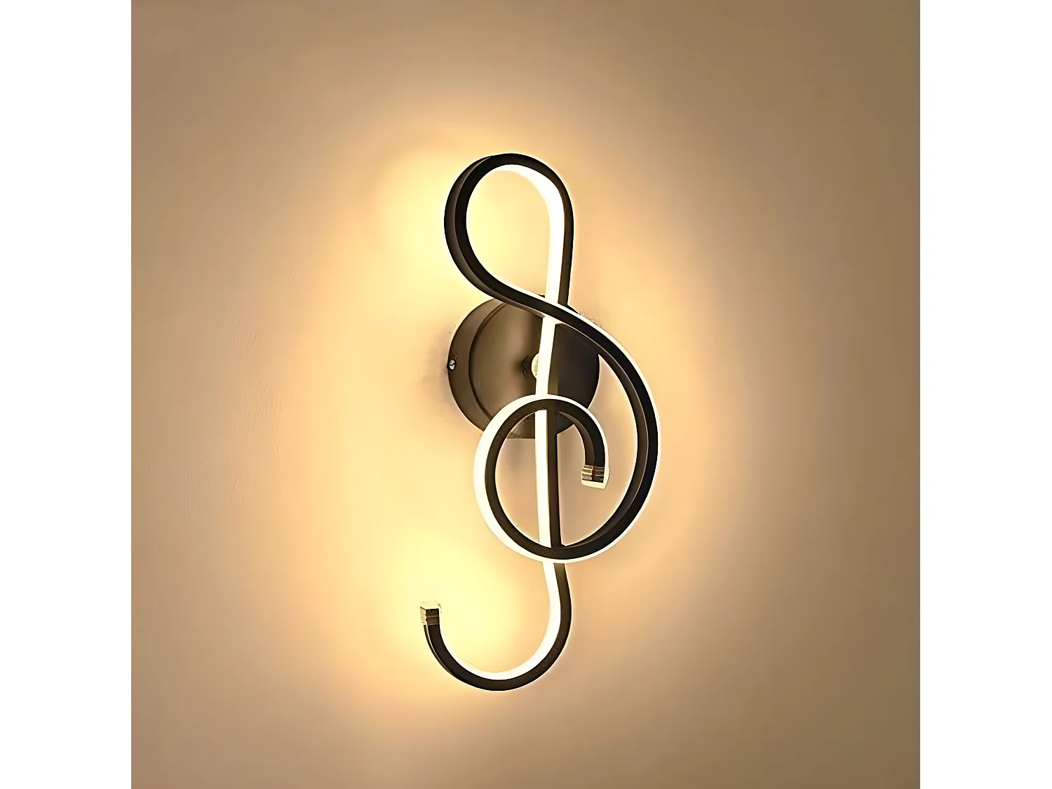 Applique murale led créatif moderne, noir, 36 * 15.5 * 7.5 CM intérieur, note de musique forme, 22w