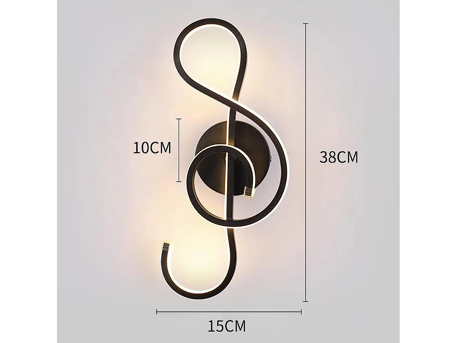 Applique murale led créatif moderne, noir, 36 * 15.5 * 7.5 CM intérieur, note de musique forme, 22w