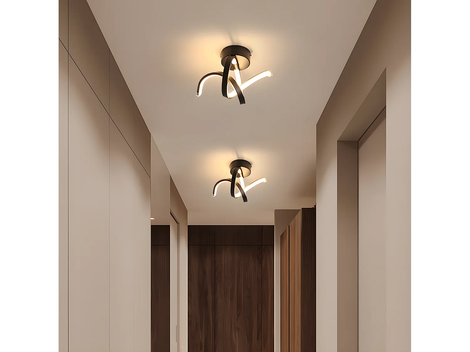 Applique murale interieur courbe moderne, noir, 27*17cm, 20w, en metal