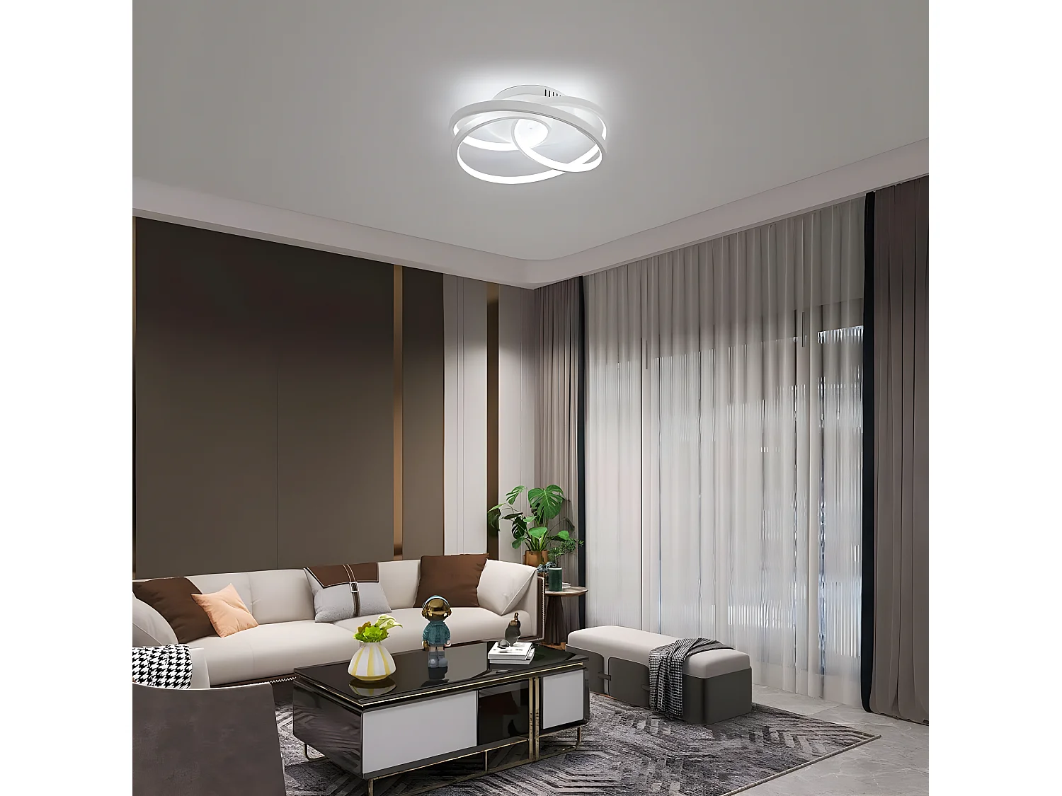 Plafonnier led design moderne rond, 30*10cm, blanc, lampe de plafond 40w pour salon chambre