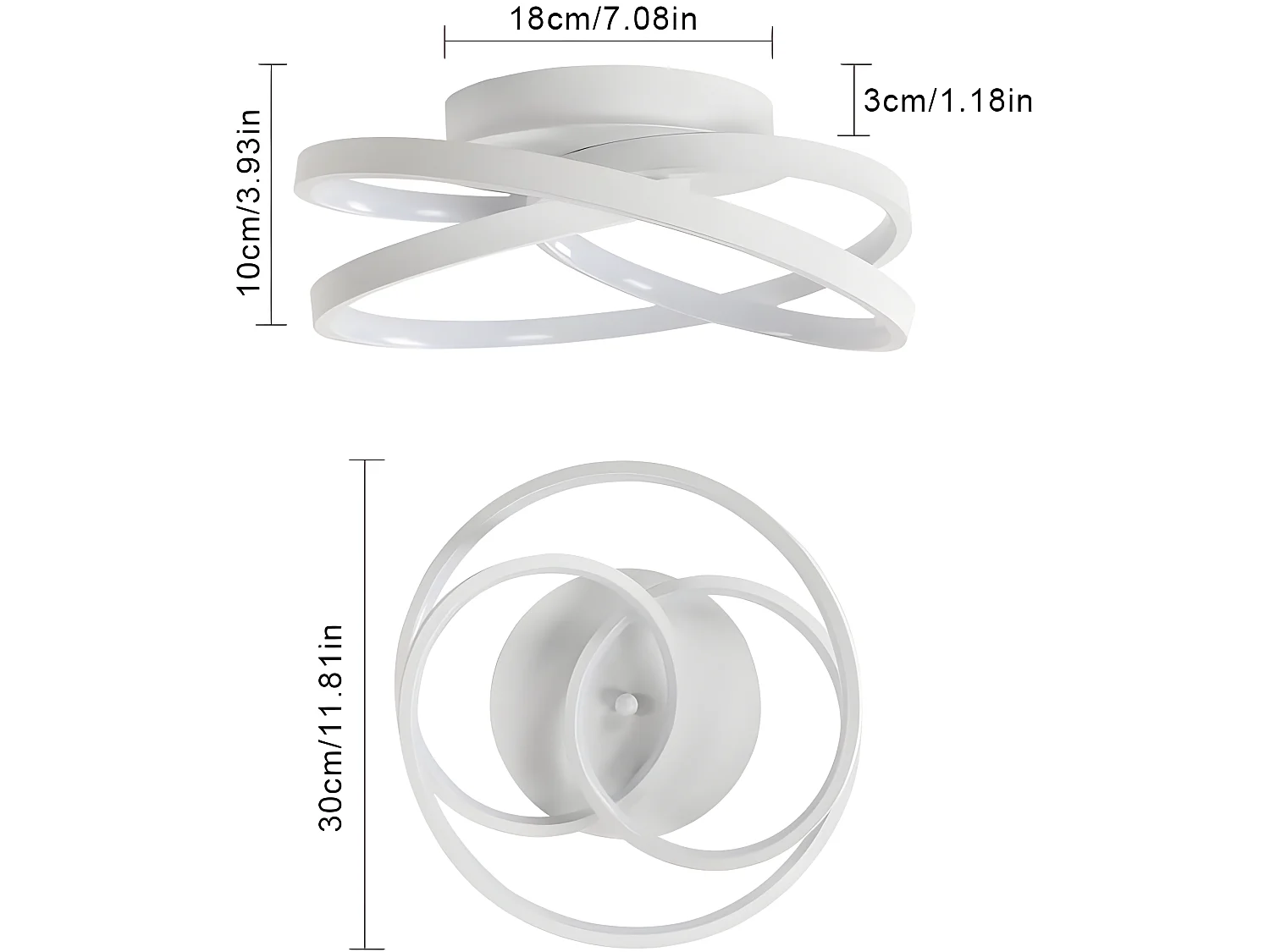 Plafonnier led design moderne rond, 30*10cm, blanc, lampe de plafond 40w pour salon chambre