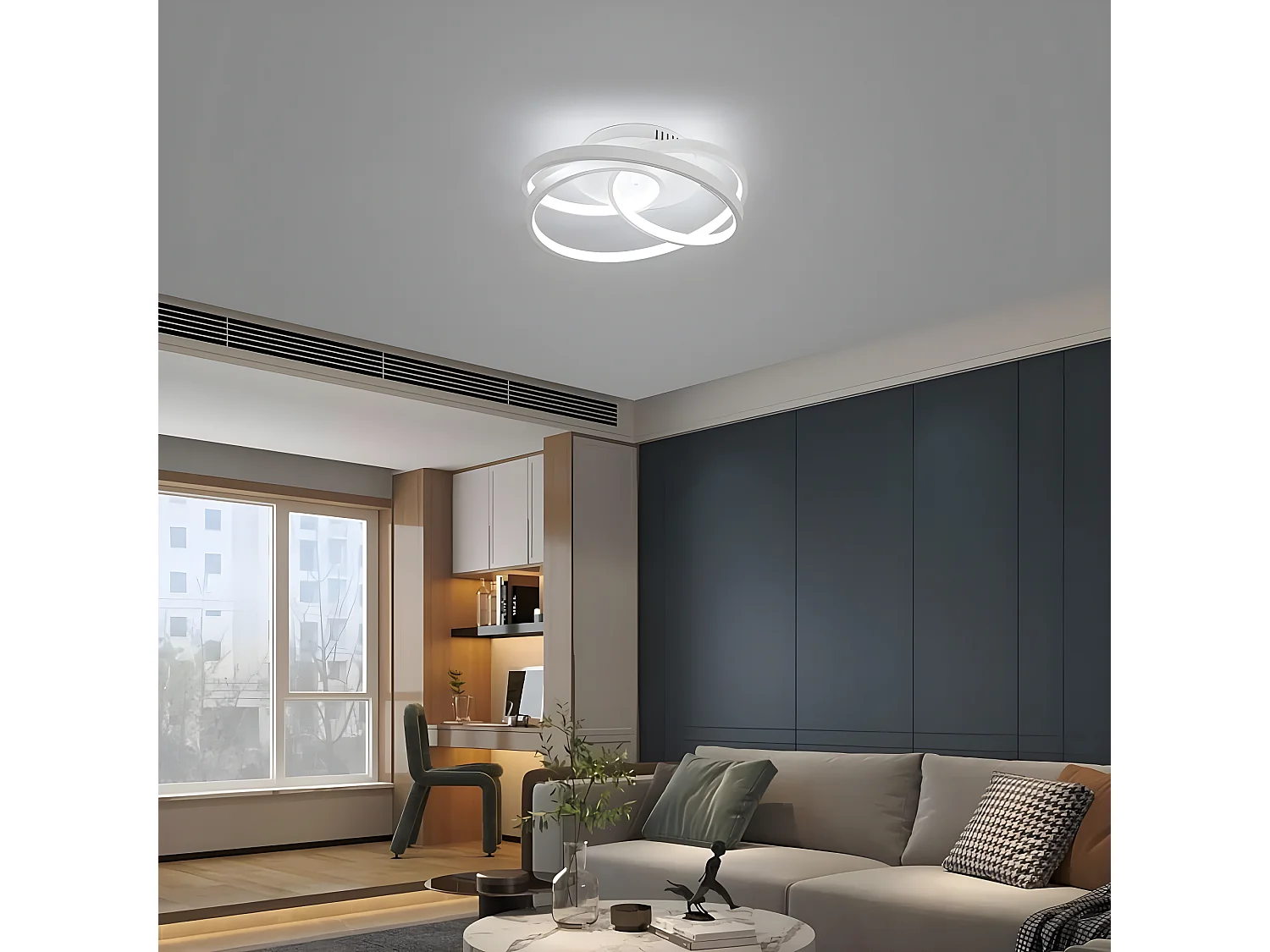 Plafonnier led design moderne rond, 30*10cm, blanc, lampe de plafond 40w pour salon chambre