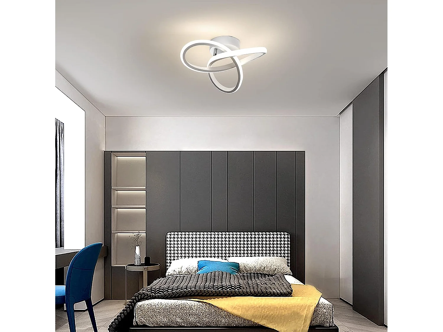 Plafonnier led moderne en forme de fleu, 22w, 24*11cm, blanc, 4500K lumière blanc neutre