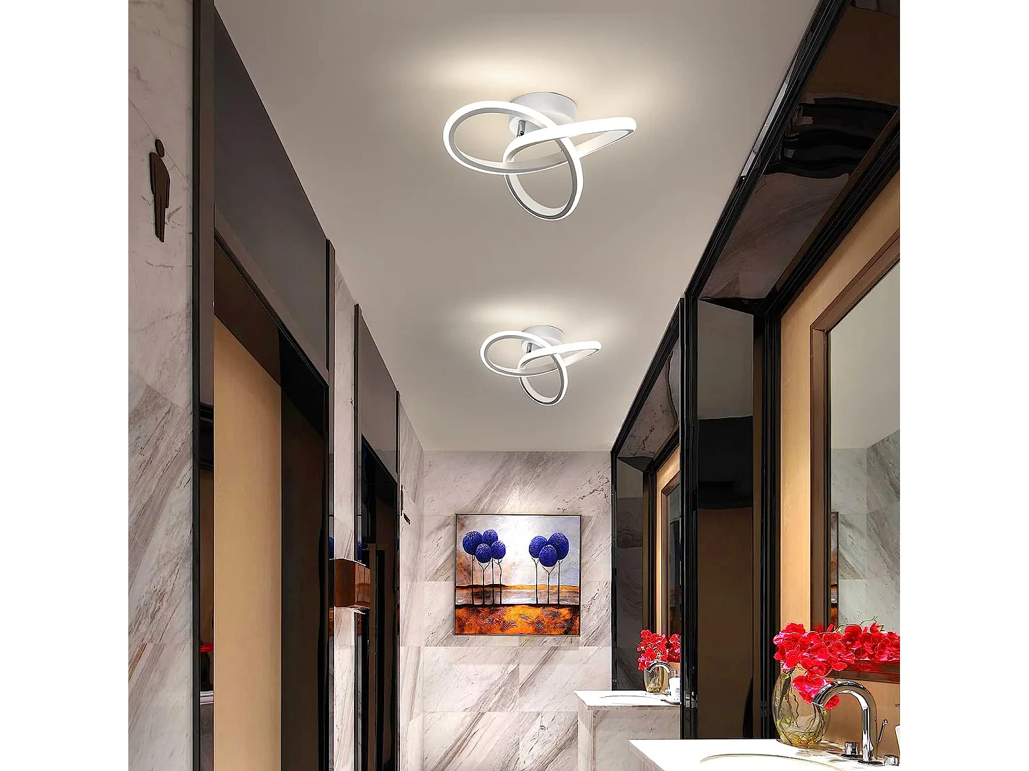 Plafonnier led moderne en forme de fleu, 22w, 24*11cm, blanc, 4500K lumière blanc neutre