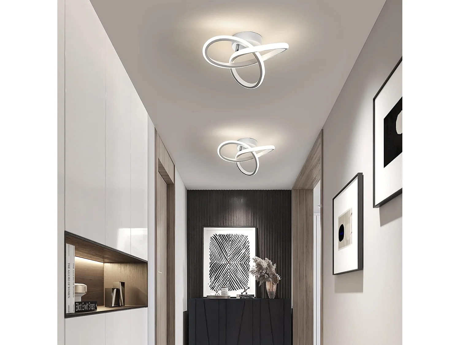 Plafonnier led moderne en forme de fleu, 22w, 24*11cm, blanc, 4500K lumière blanc neutre