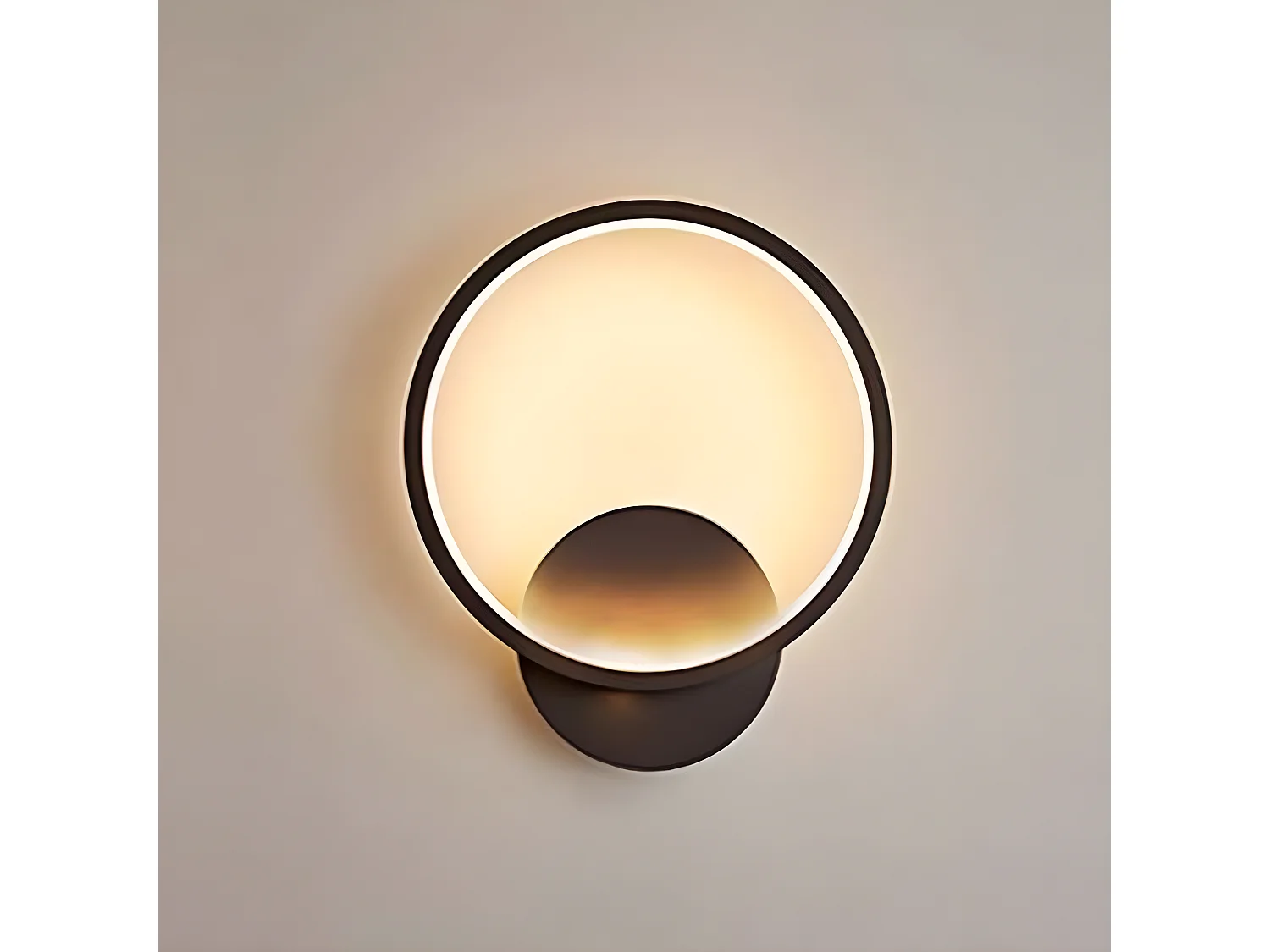 Applique murale led interieur ronde,  noir, 23 * 20 * 5.5 CM, blanc chaud en metal acrylique 12w