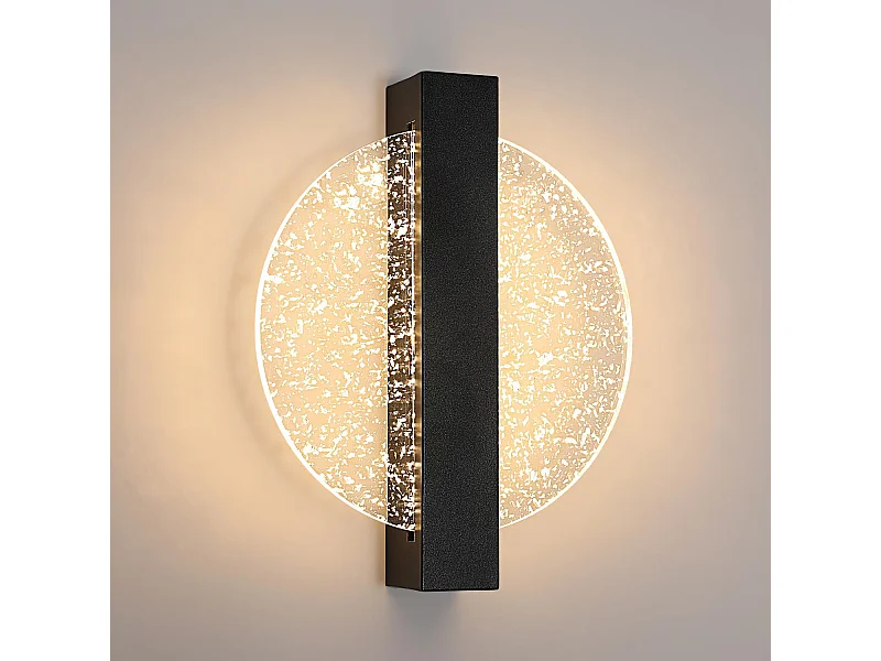 Applique murale led dimmable moderne rond, 25*20*4.5cm, noir, 3000k/4000k/6000k pour chambre