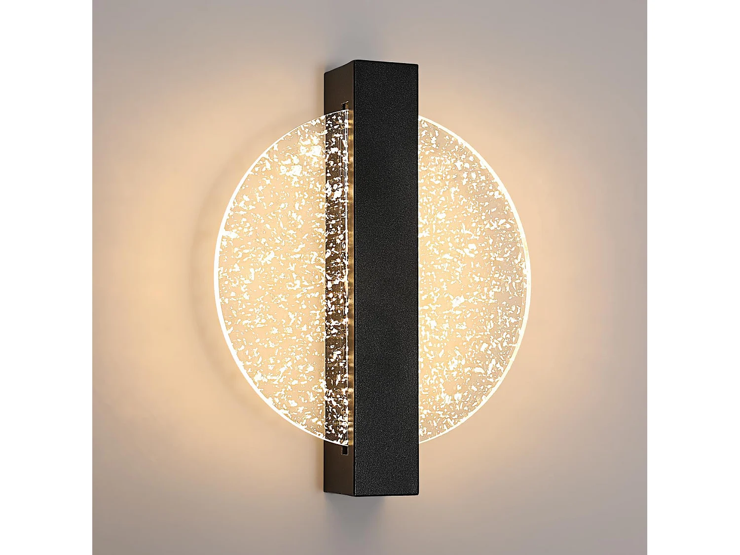 Applique murale led dimmable moderne rond, 25*20*4.5cm, noir, 3000k/4000k/6000k pour chambre