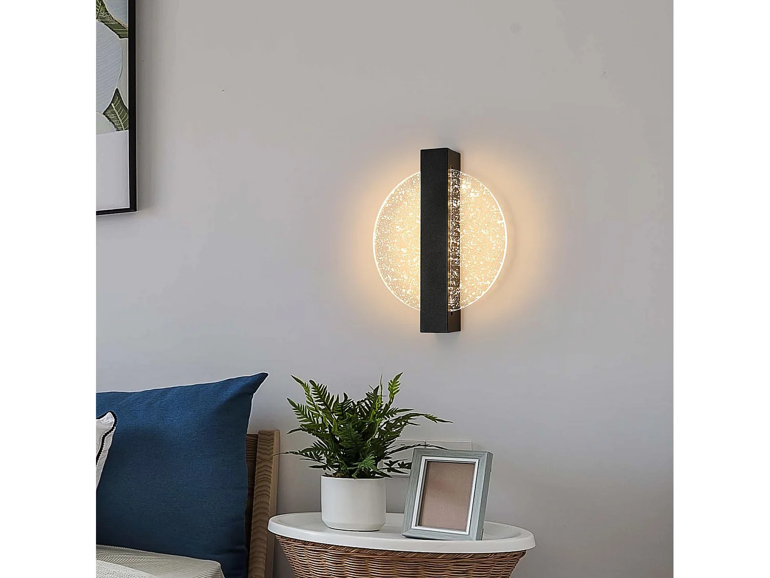 Wall LED LED Dimmeble Modern Round, 25*20*4,5 cm, nero, 3000K/4000K/6000K per camera