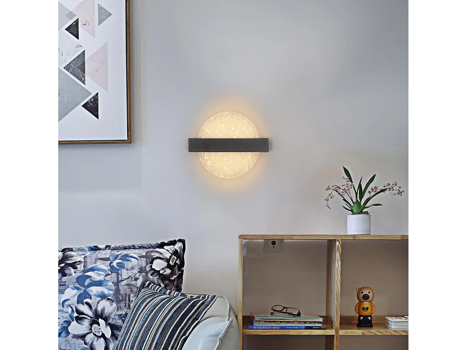 Wall LED LED Dimmeble Modern Round, 25*20*4,5 cm, nero, 3000K/4000K/6000K per camera