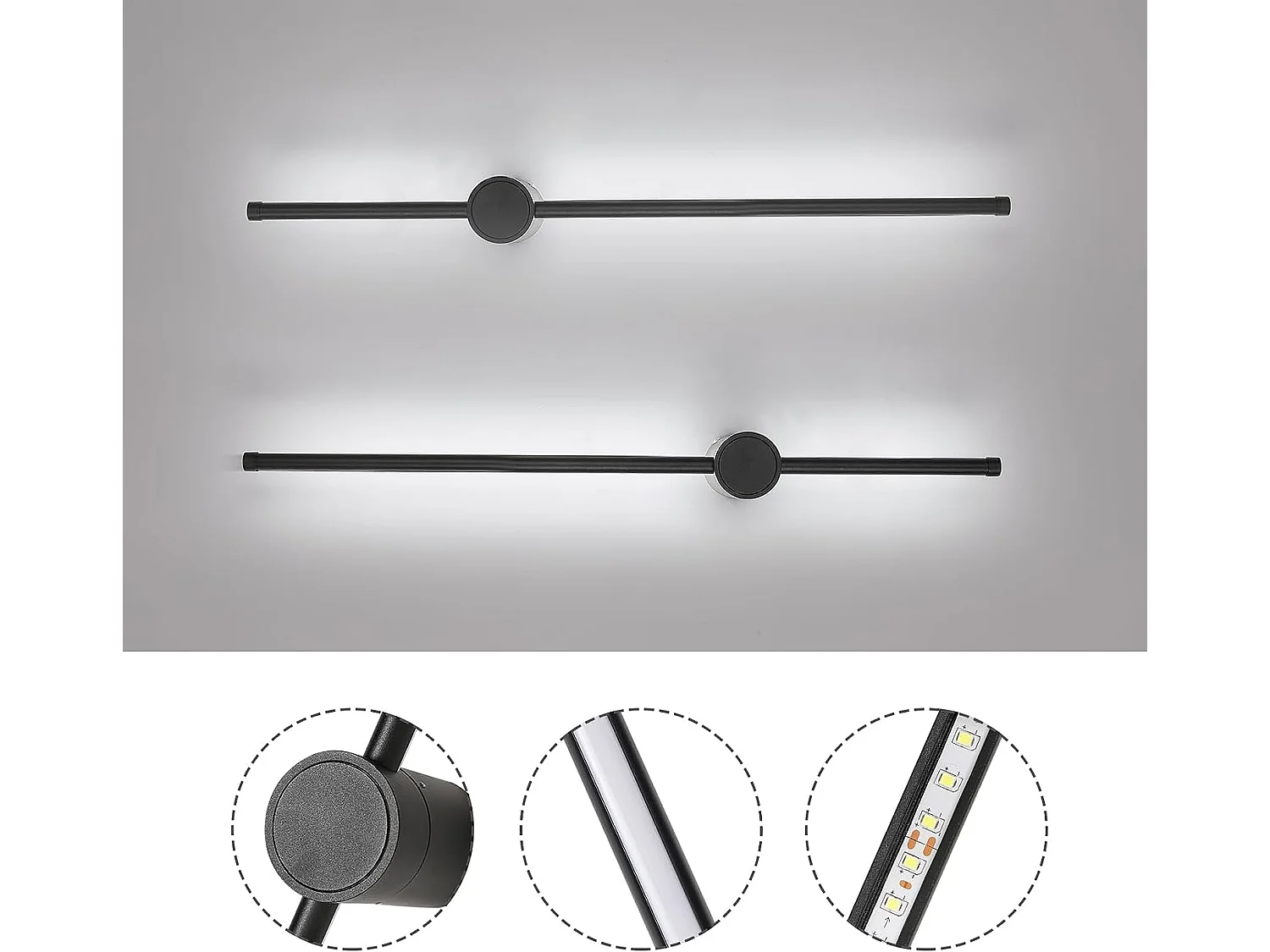 applique murale intérieur, applique murale led 360° rotative 6500k blanc froid, lampe mura