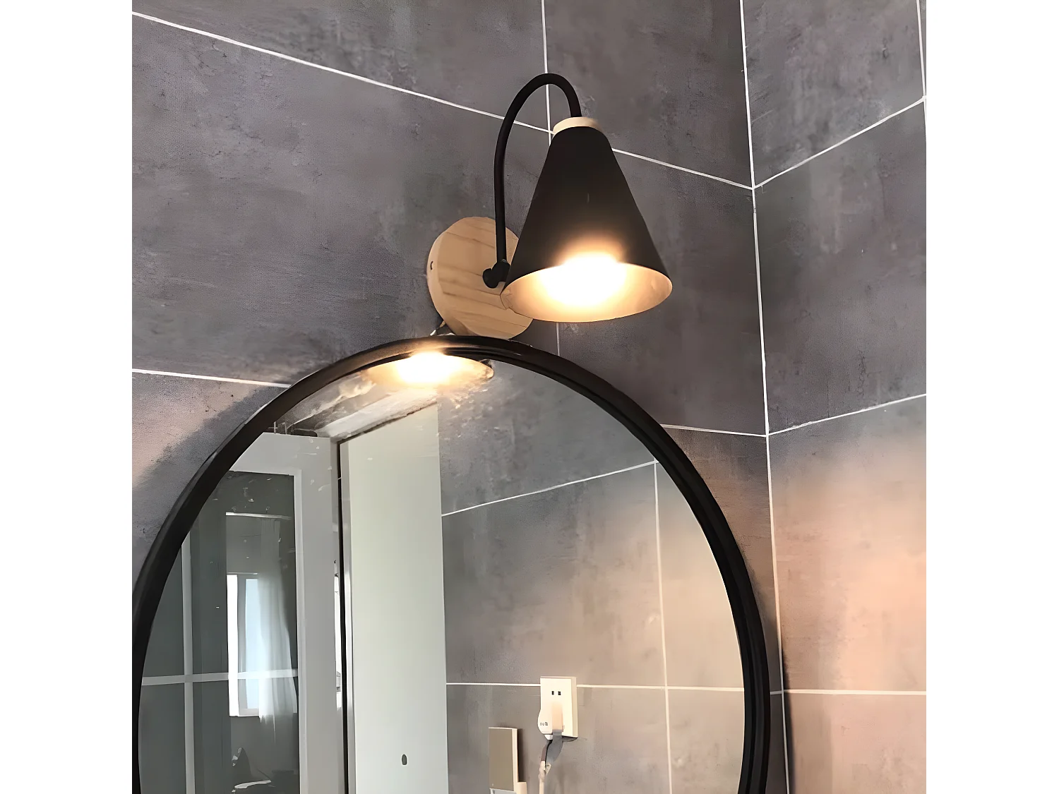 applique de chevet bois scandinave lampe murale e27 base pour chambre à coucher, salon, co