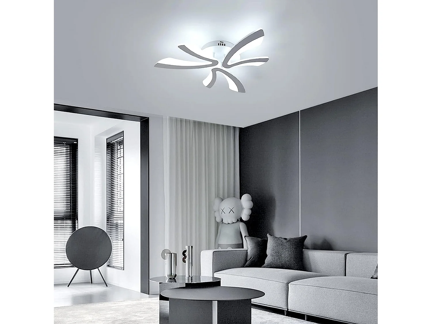 Plafonnier led moderne, 36w 4000lm creative v design,  58 * 58 * 8 CM, lumière blanc froid