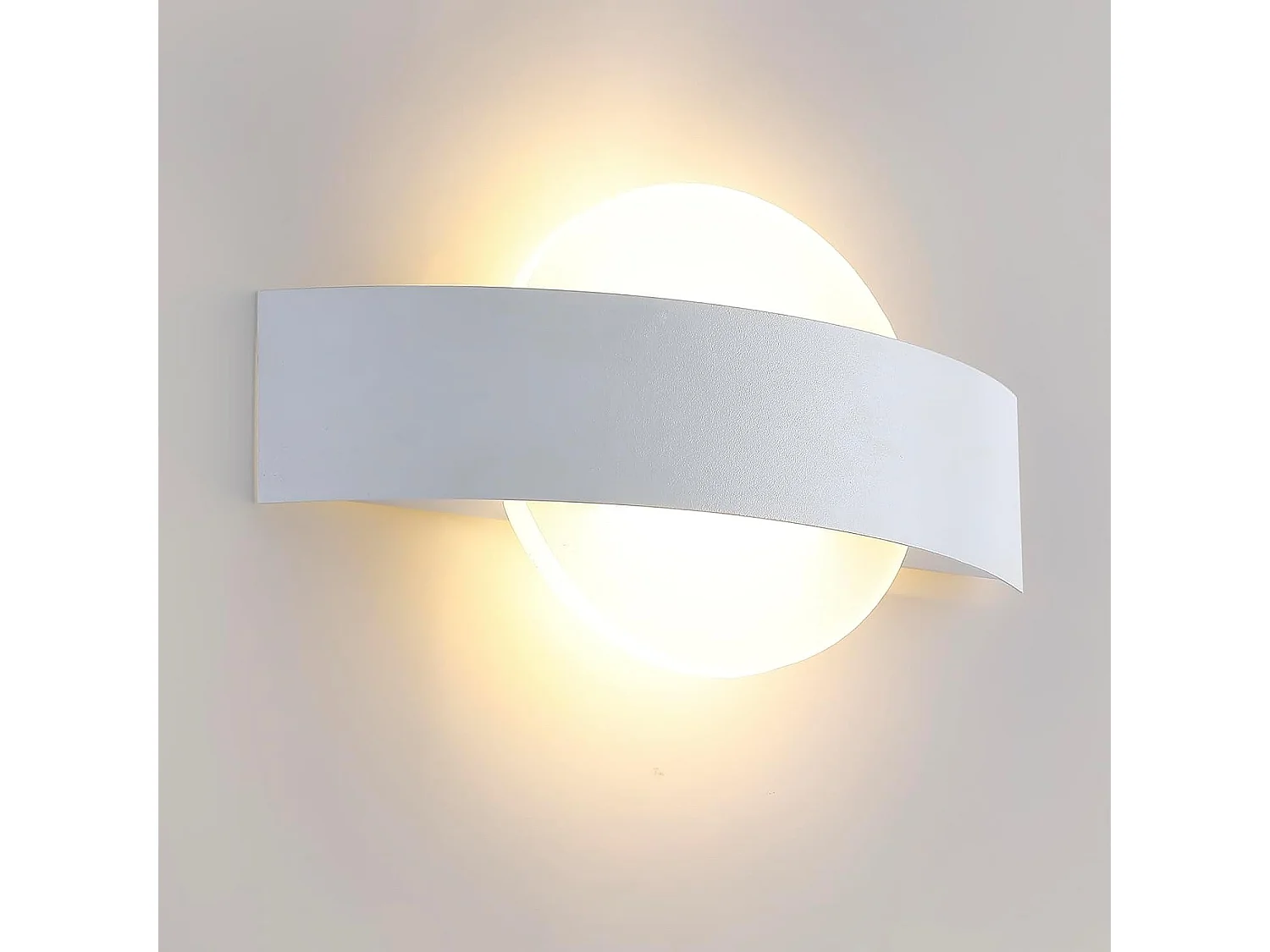 Luz de pared LED redonda moderna, blanco, 24*13*4.5cm, luz caliente 3000K 12W