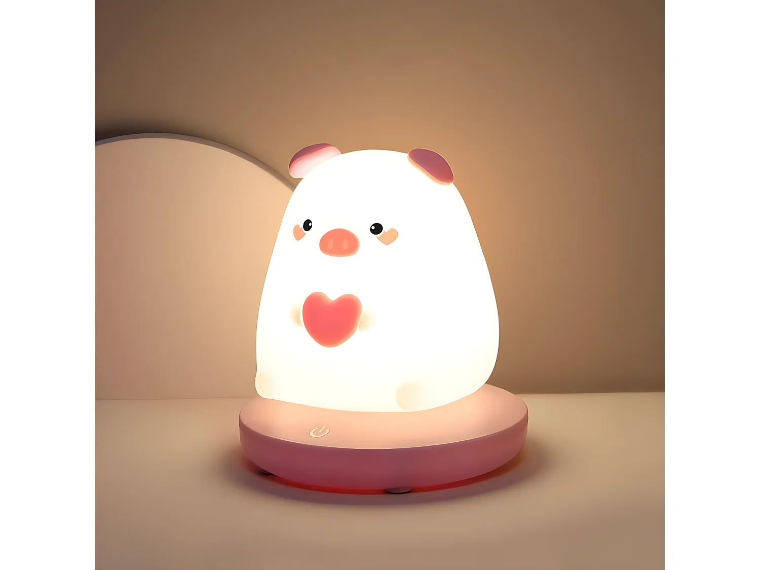 Veilleuse enfant led, 10*10*12.8cm, porcelet silicone, veilleuse bébé dimmable