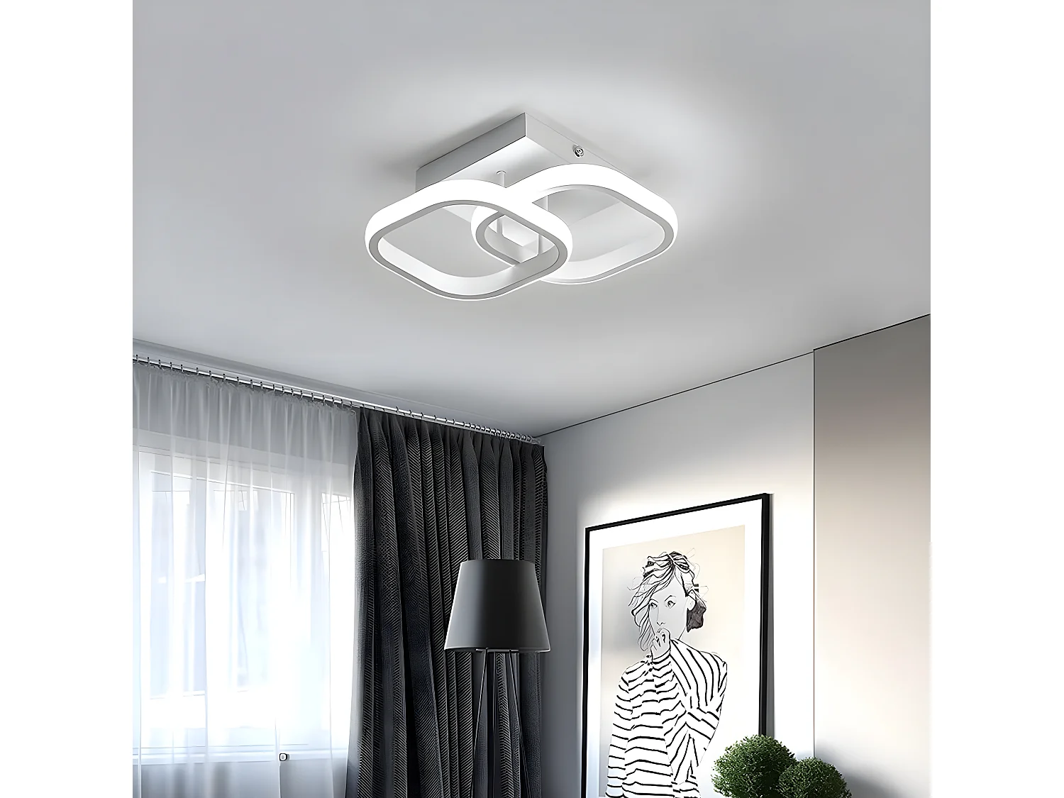 plafonnier led 22w design moderne cercle carré lampe de plafond pour cuisine salle à mange