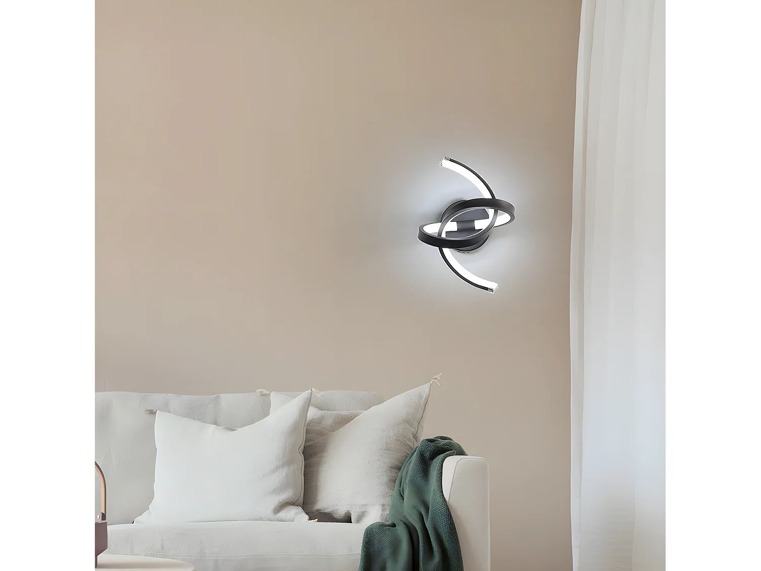 Curva della lampada da parete interna, 32*20 cm, nero, 16W, moderna luce bianca fredda