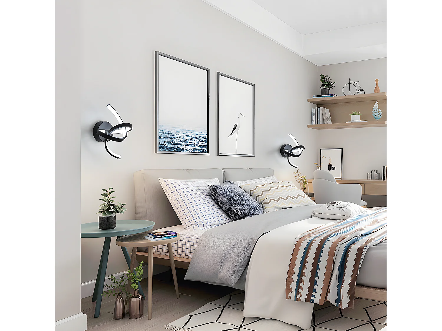 Curva della lampada da parete interna, 32*20 cm, nero, 16W, moderna luce bianca fredda