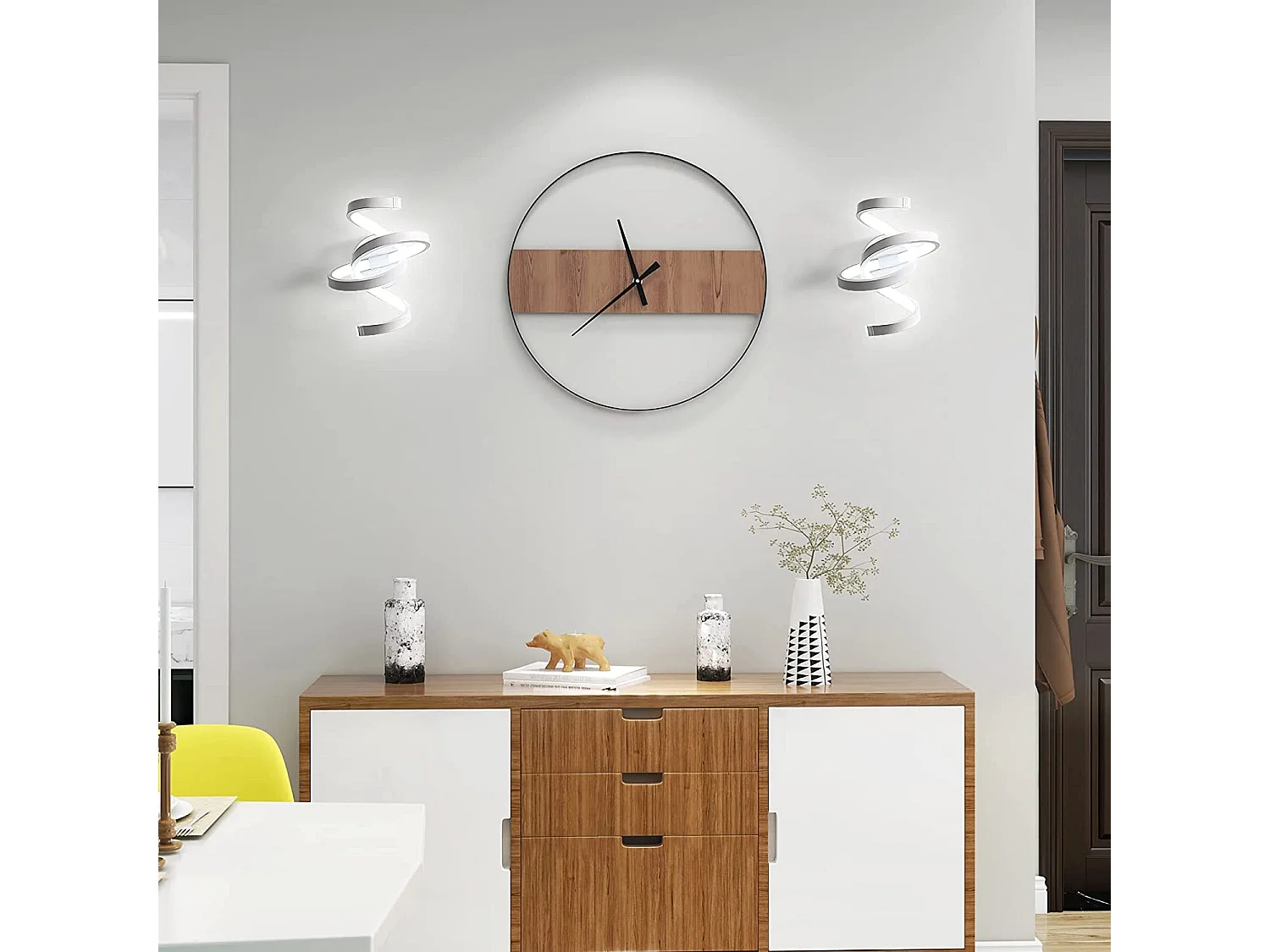 Applique murale interieur 18w (6000k) led blanc froid spirale moderne,  24 * 16.5 * 16 CM, blanc