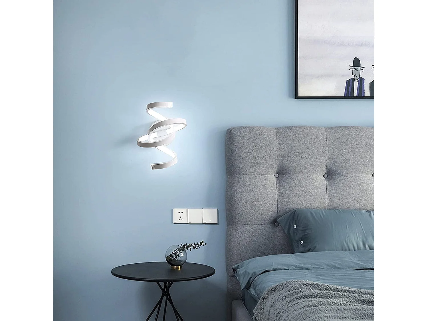 Applique murale interieur 18w (6000k) led blanc froid spirale moderne,  24 * 16.5 * 16 CM, blanc