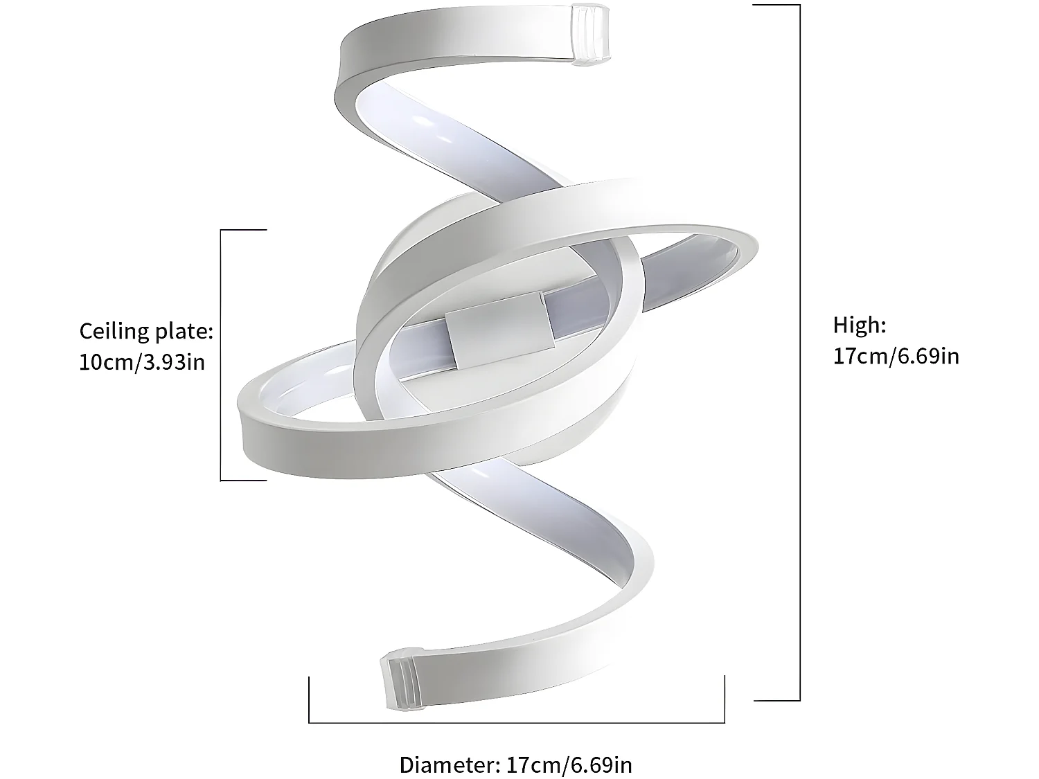 Applique murale interieur 18w (6000k) led blanc froid spirale moderne,  24 * 16.5 * 16 CM, blanc
