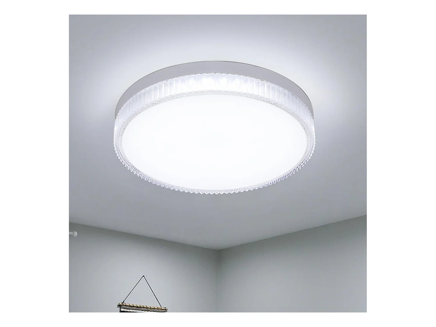 Plafonnier led 6500k 36w rond 4050lm moderne mince, blanc, 23*23*4cm, lumière blanc froid