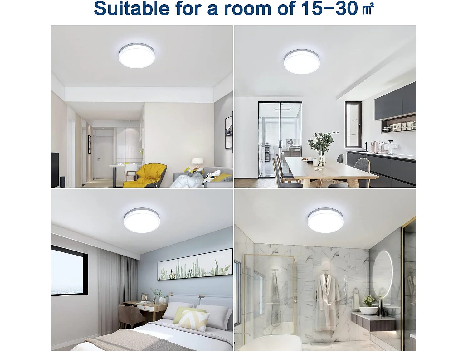 LED -plafondlicht 6500K 36W Ronde 4050lm Modern dunne, wit, 23*23*4cm, koud wit licht