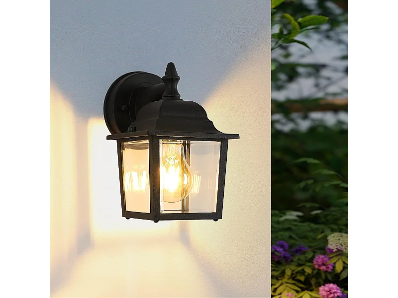 Applique murale extérieure vintage, 21*13*16.5cm, noir, e27 base sans ampoule