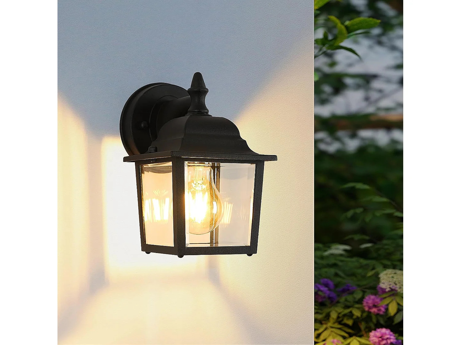 Applique murale extérieure vintage, 21*13*16.5cm, noir, e27 base sans ampoule