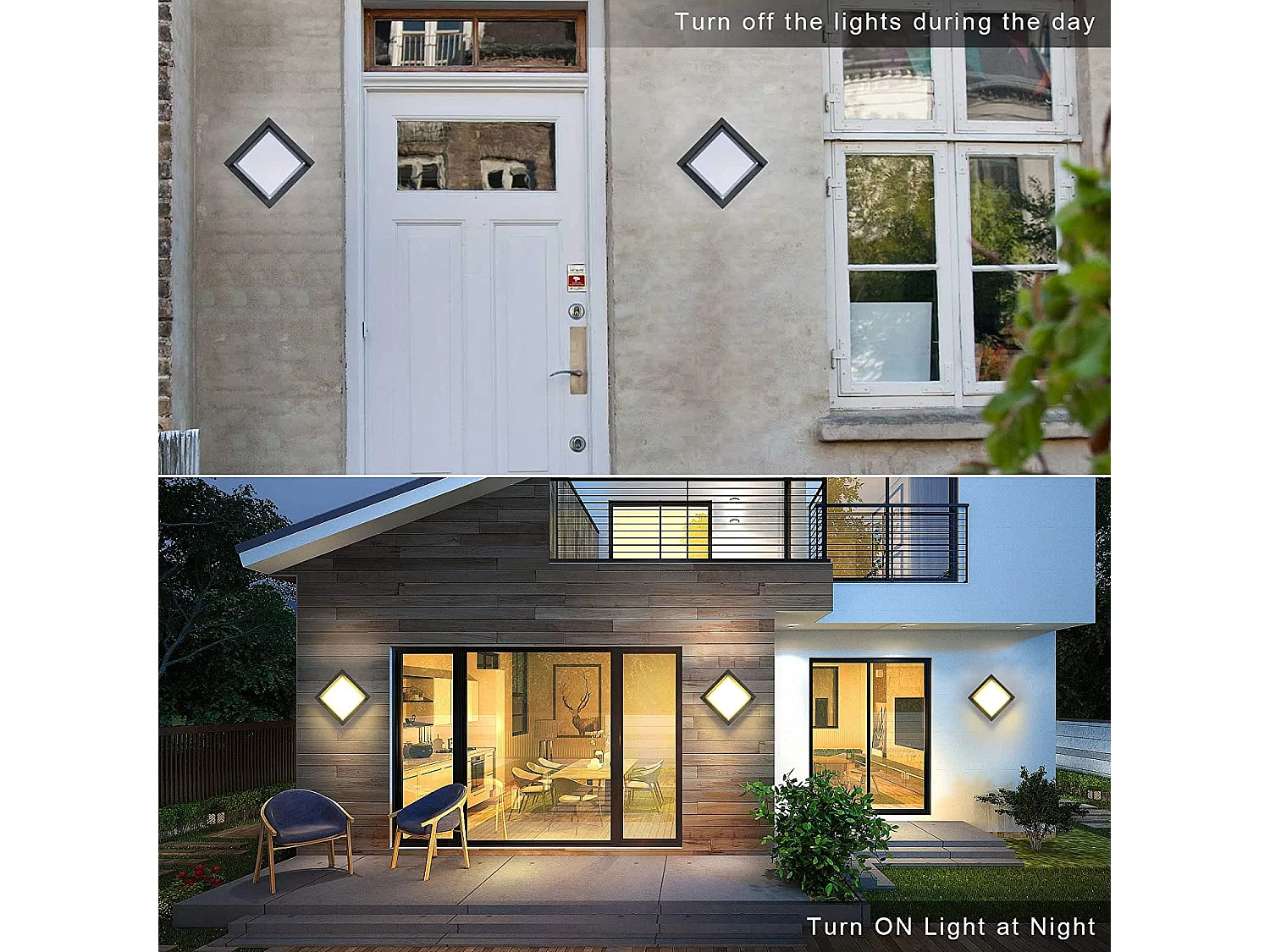 Luz de pared LED al aire libre, negro, 16*16*10 cm, 3000k tibia blanca, impermeable IP65