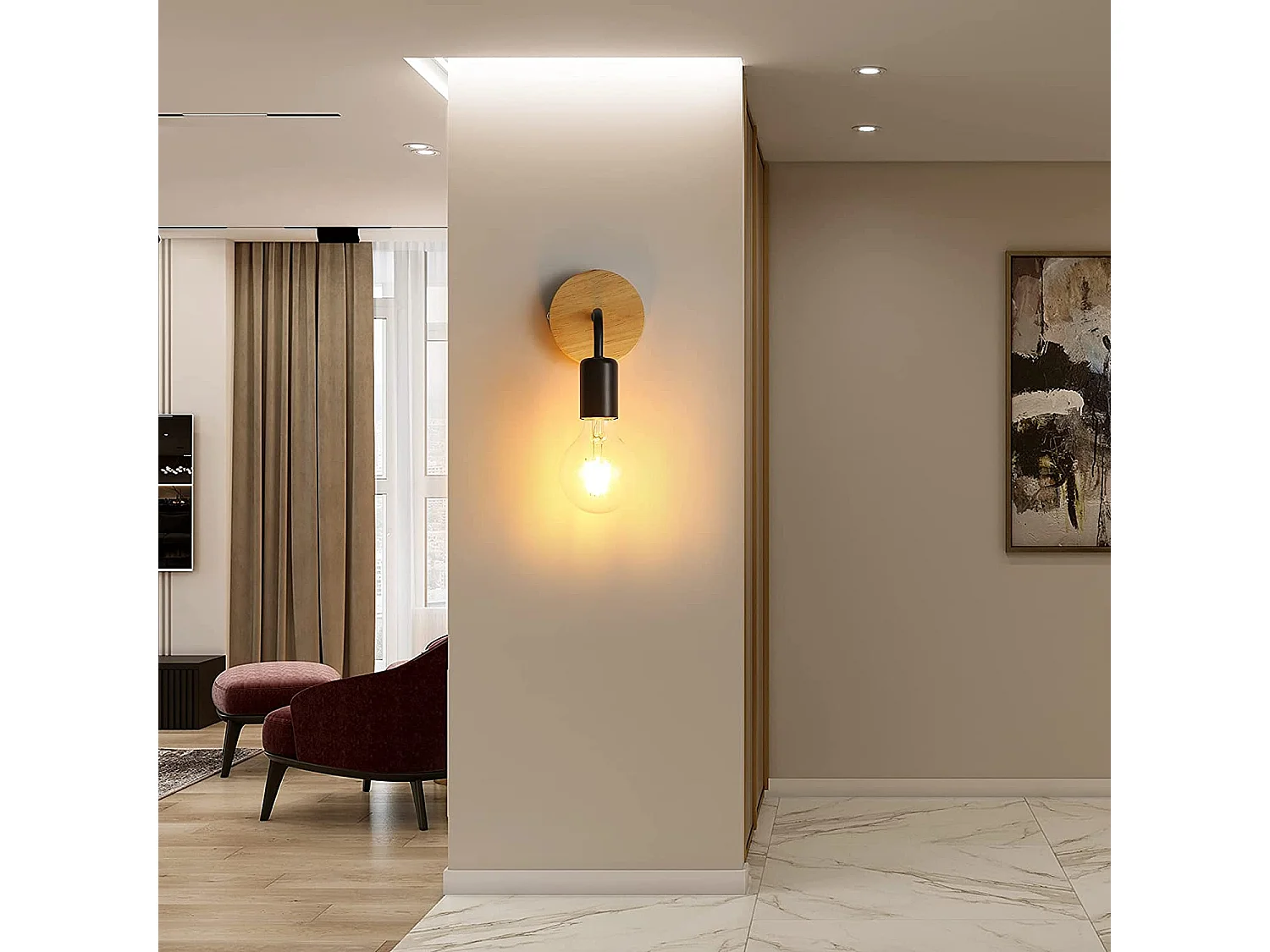 4 pack Applique murale interieur industrielle,  16 * 10 * 10 CM, en bois métal, sans ampoule E27