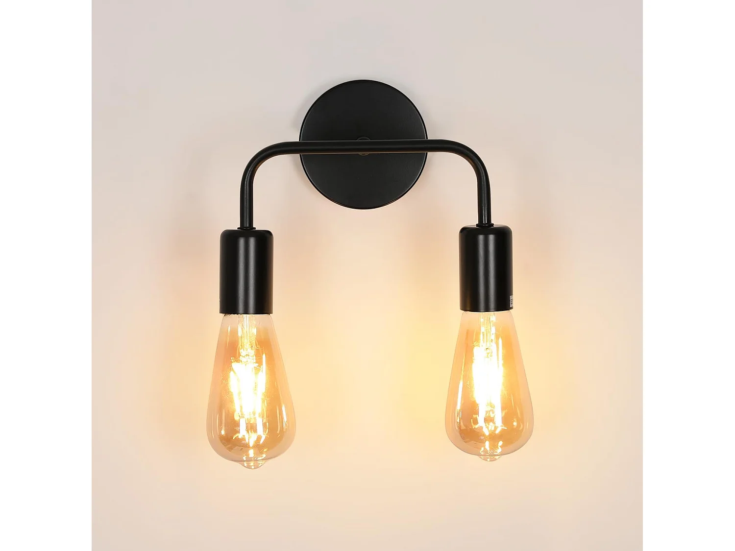 2 pack applique murale industrielle, noir e27 lampe murale intérieur industrielle en métal