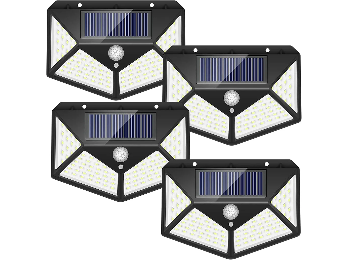 4 pièces applique solaire extérieur led, 12.5*9.6*5cm, détecteur de mouvement, blanc froid 60