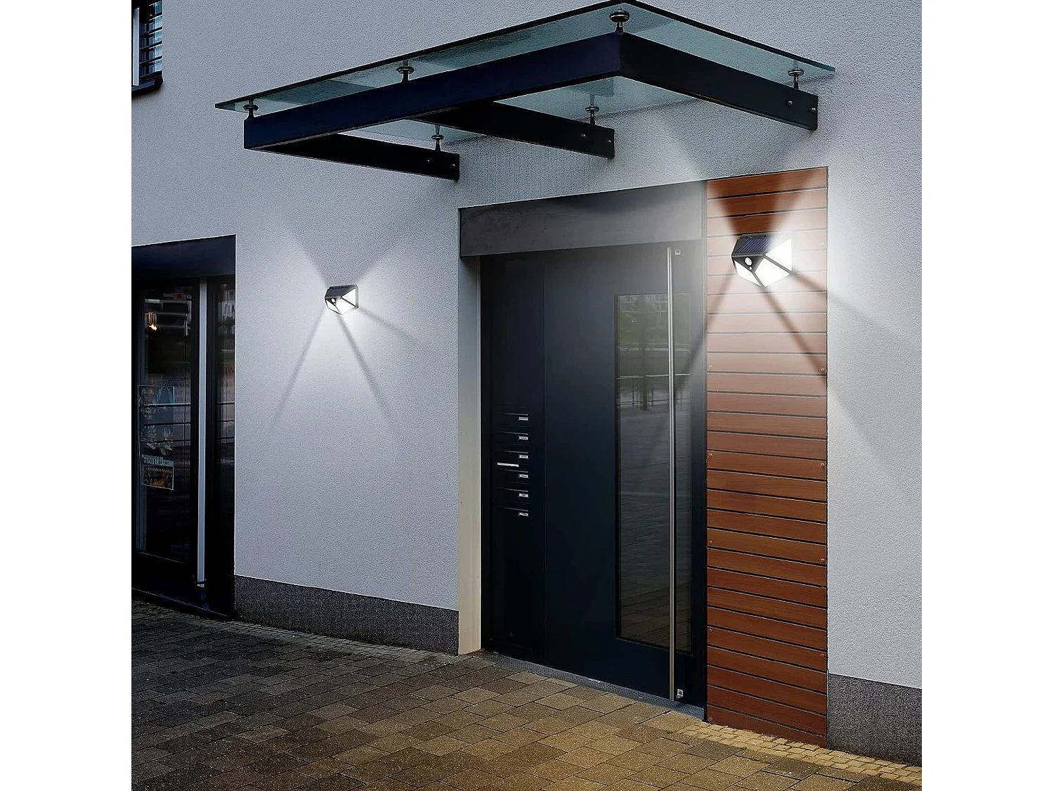 4 pièces applique solaire extérieur led, 12.5*9.6*5cm, détecteur de mouvement, blanc froid 60