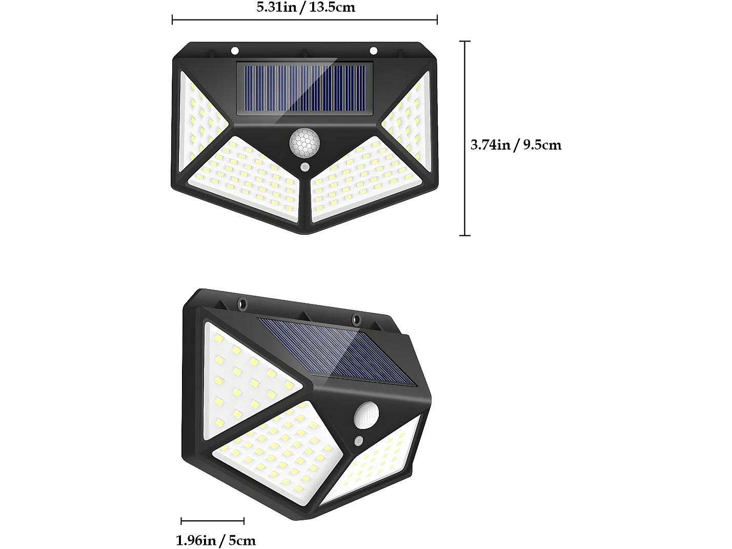 4 pièces applique solaire extérieur led, 12.5*9.6*5cm, détecteur de mouvement, blanc froid 60
