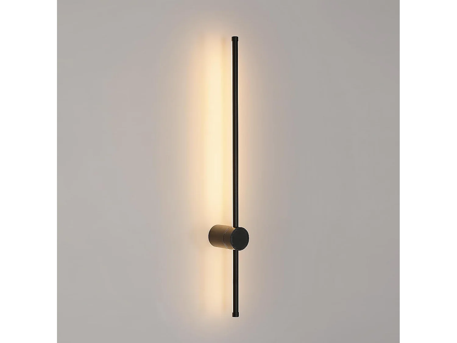 Luz de pared LED moderna, 80 cm, negro, 360 ° Lámpara de pared blanca tibia Hot White 3000K