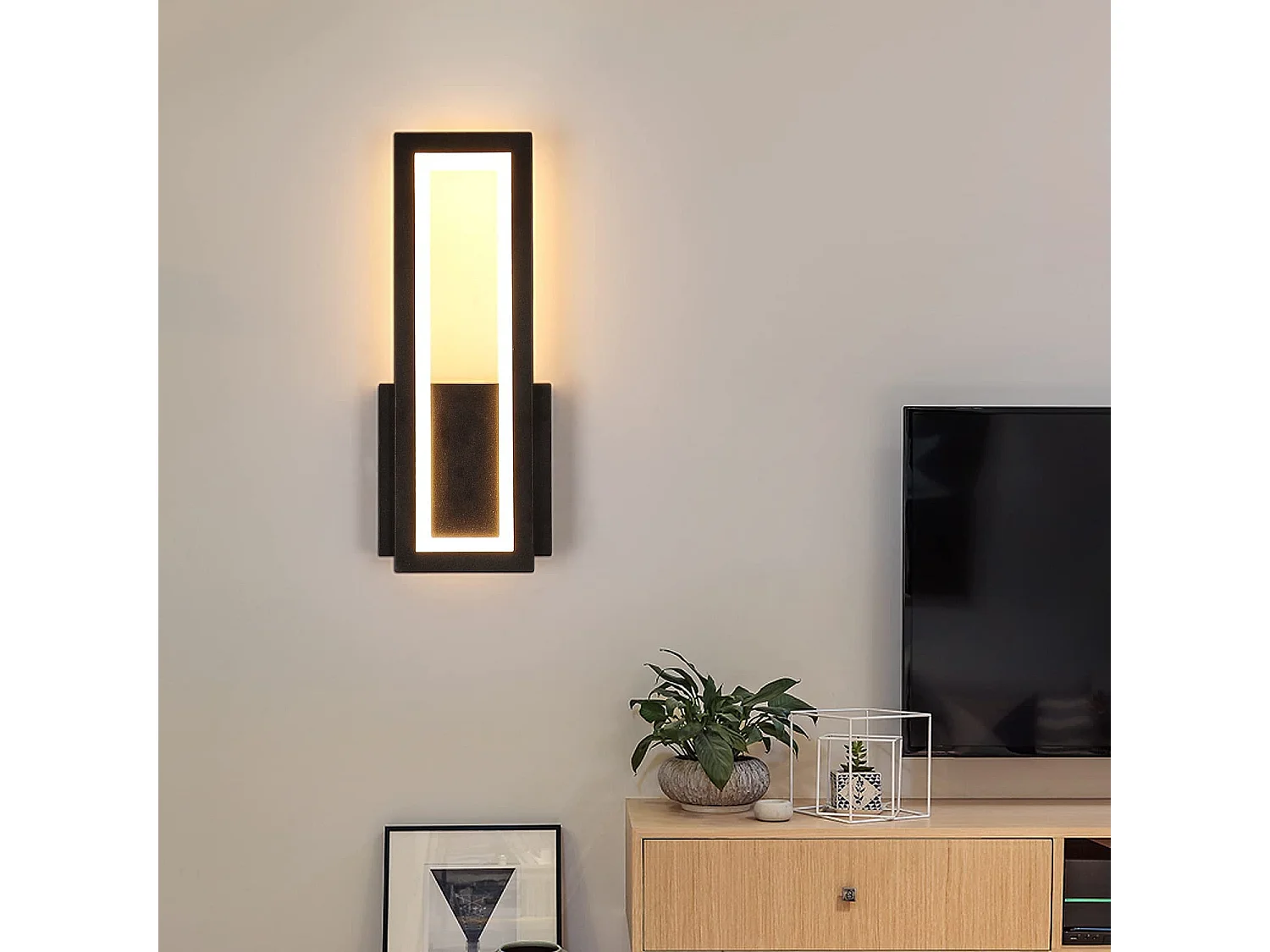 Applique murale led intérieur simple square, 16w, L32*W12*H5, noir, en metal