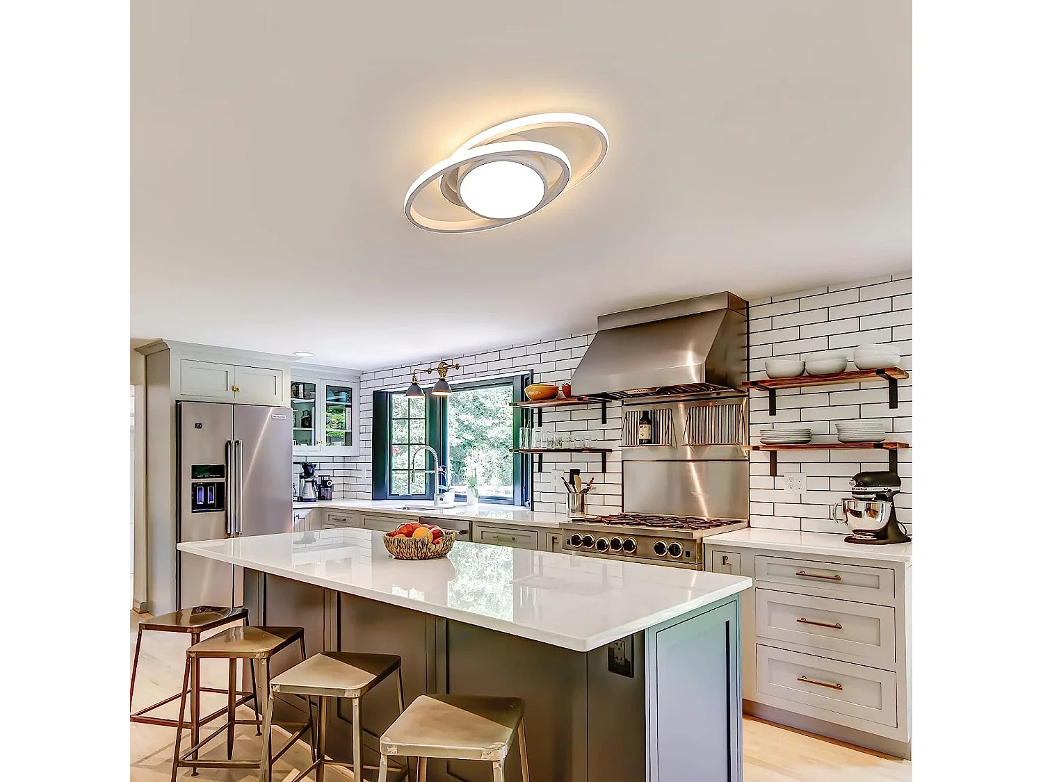 Luce a soffitto a LED rotondo, illuminazione per camera da letto, 38,5*17*6 cm, 42W 4000lm, bianco, luce calda