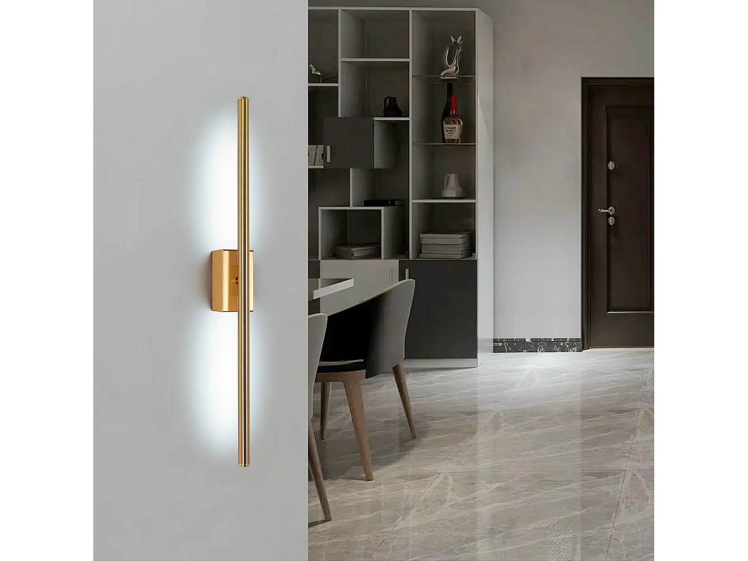 Applique murale intérieure led minimaliste moderne, or, 60*2cm, 8w, lumière blanc froid