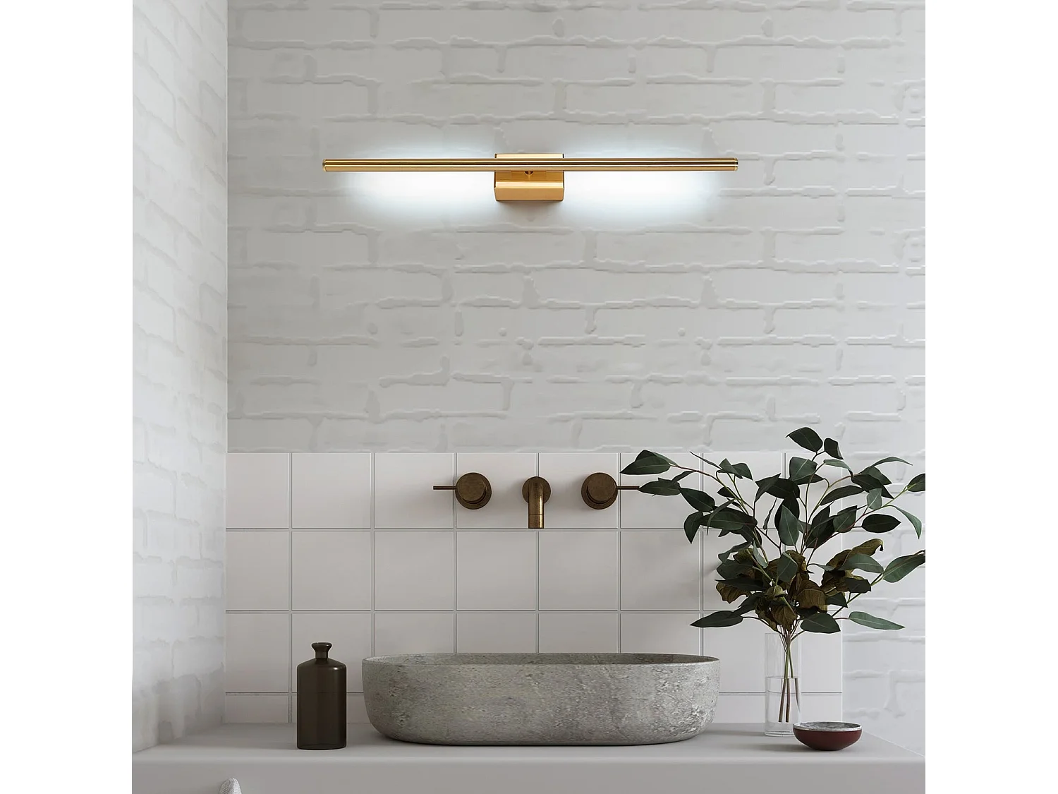 Applique murale intérieure led minimaliste moderne, or, 60*2cm, 8w, lumière blanc froid