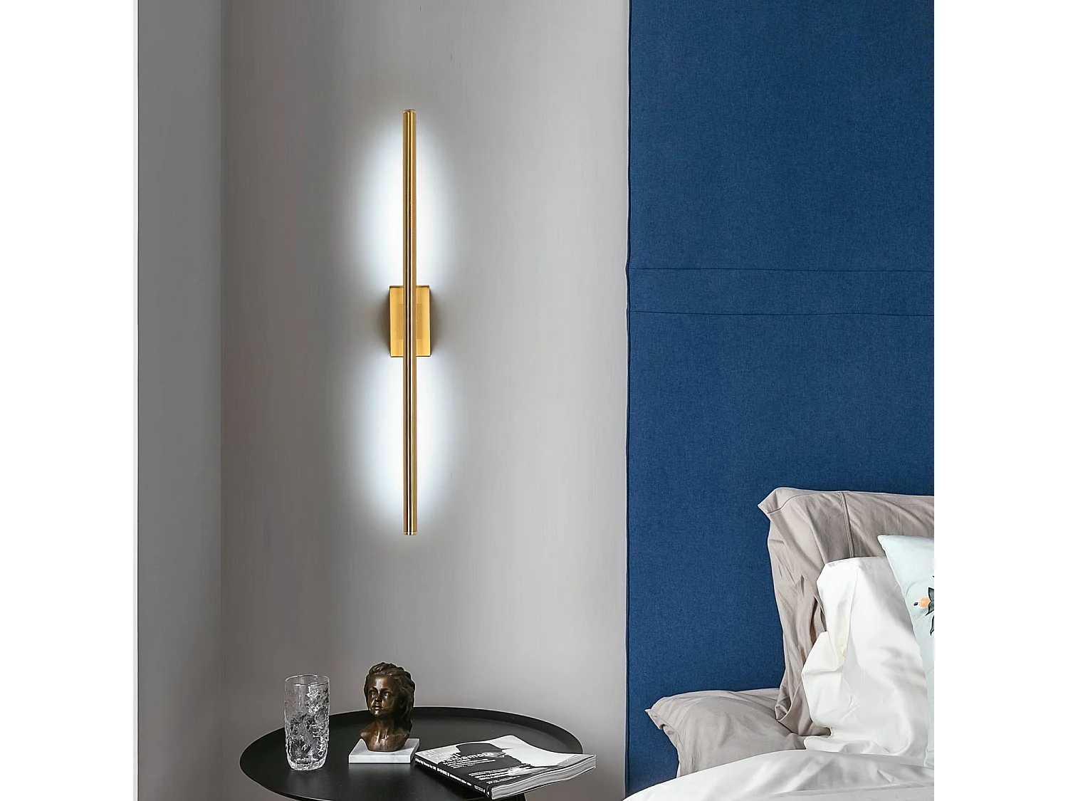 Applique murale intérieure led minimaliste moderne, or, 60*2cm, 8w, lumière blanc froid