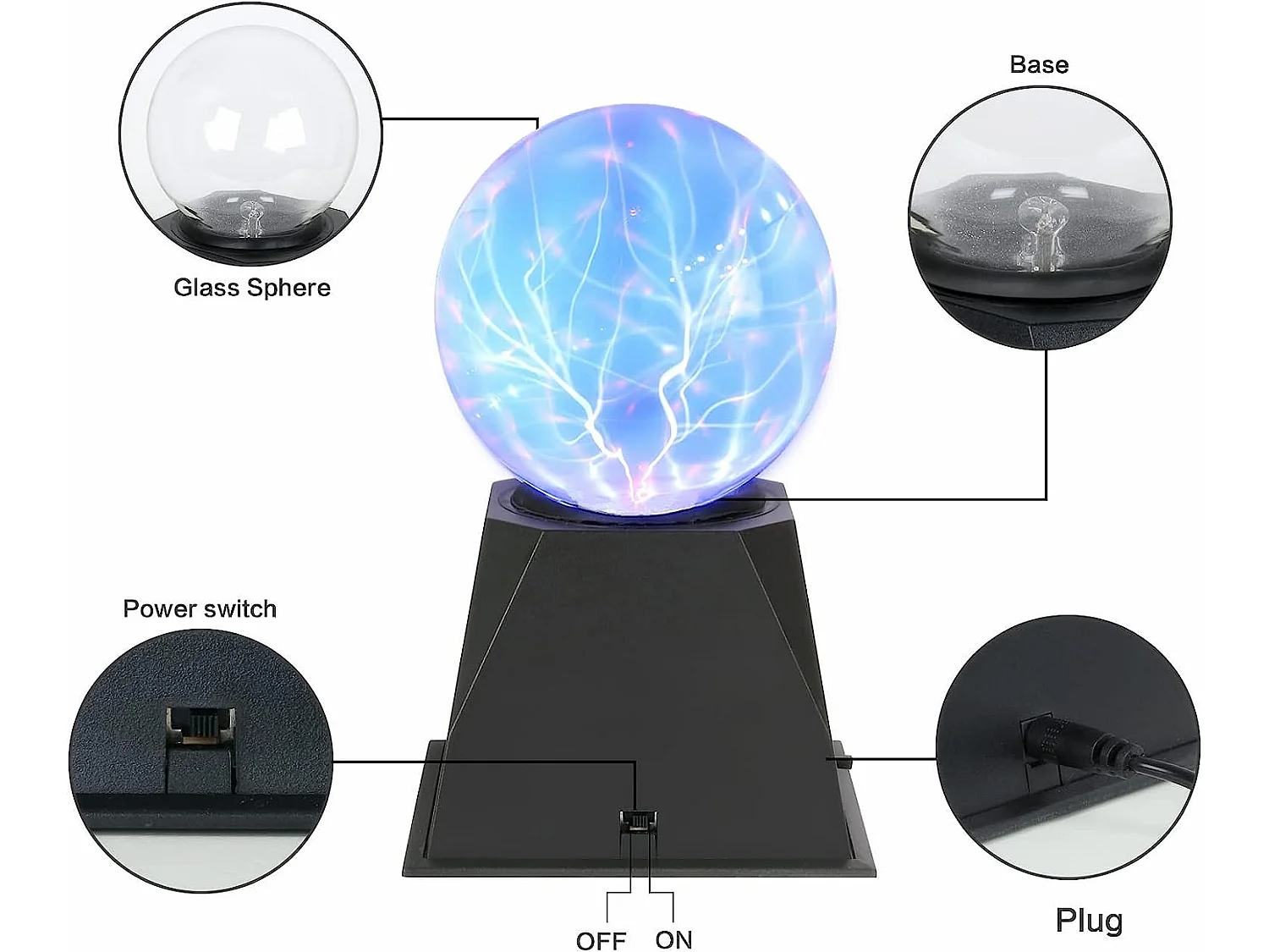 Plasma Magic Plasma 10 cm, 4-Zoll-Kugelplasmalampe, empfindliches Plasmalicht