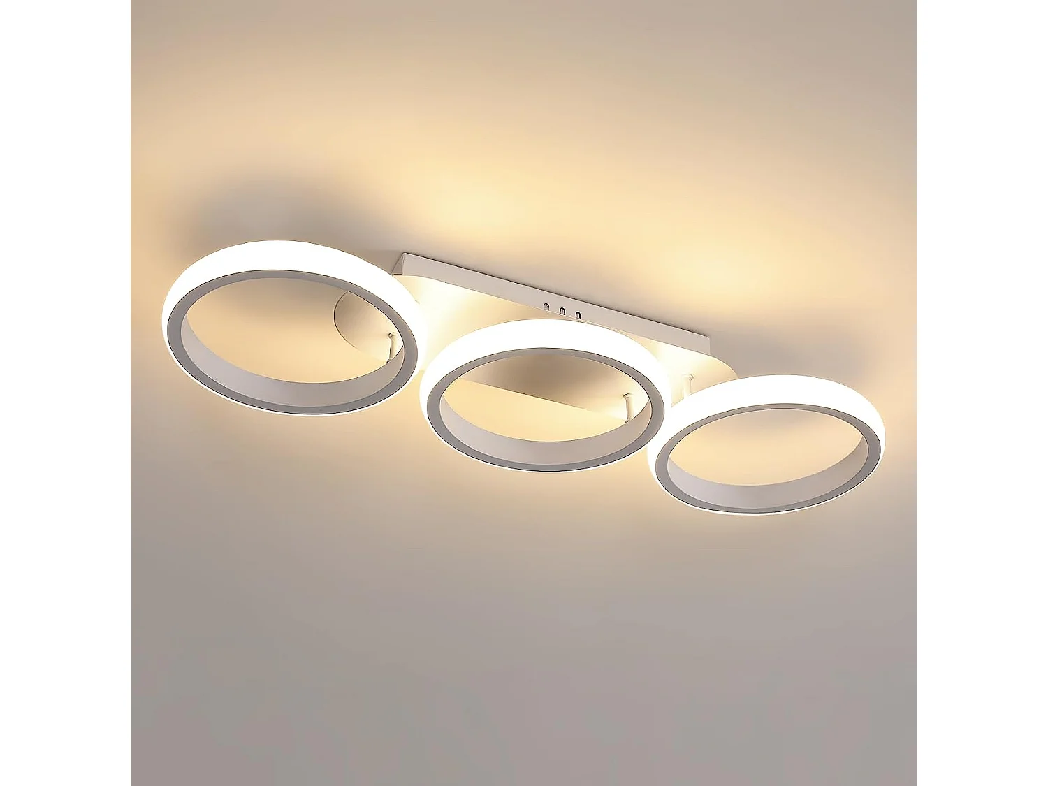 plafonnier led design moderne 32w cercle anneaux lampe de plafond blanc chaud 3000k pour s