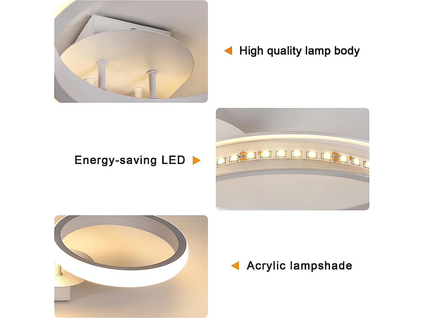 plafonnier led design moderne 32w cercle anneaux lampe de plafond blanc chaud 3000k pour s