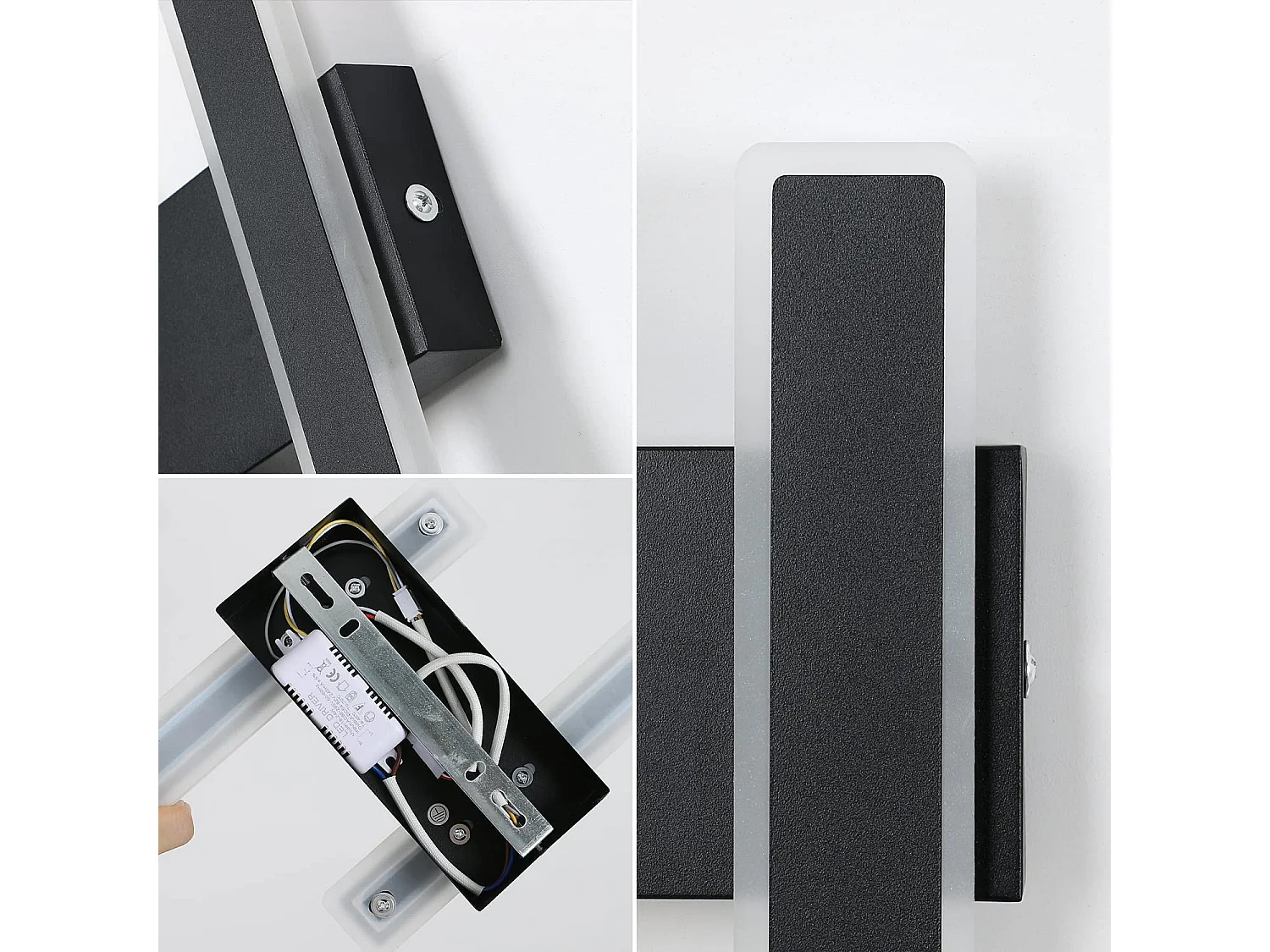 Appliques murales led d'intérieur dimmable 32w, noir, 46*18cm,  moderne lumière chaude/naturelle/blanc froid