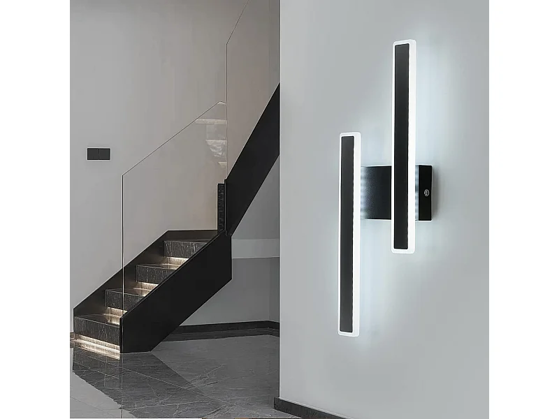 Appliques murales led d'intérieur dimmable 32w, noir, 46*18cm,  moderne lumière chaude/naturelle/blanc froid