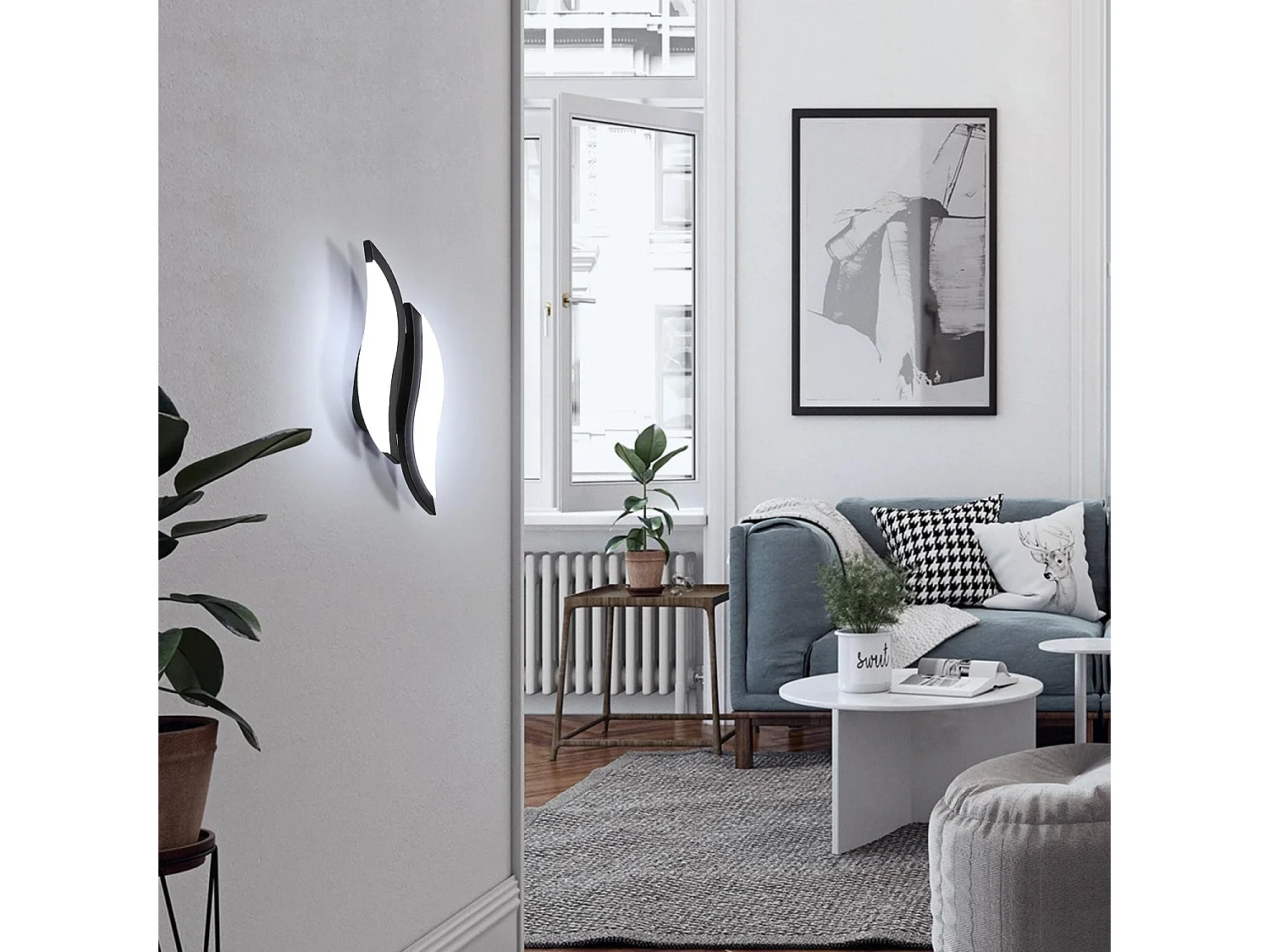 Applique murale intérieure led moderne, 30*10.5*4.5cm, 12w 2300lm, en acrylique, lumière blanc