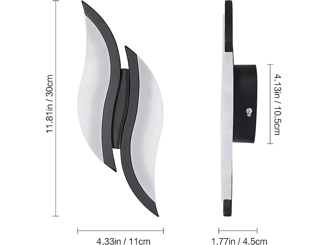 Applique murale intérieure led moderne, 30*10.5*4.5cm, 12w 2300lm, en acrylique, lumière blanc